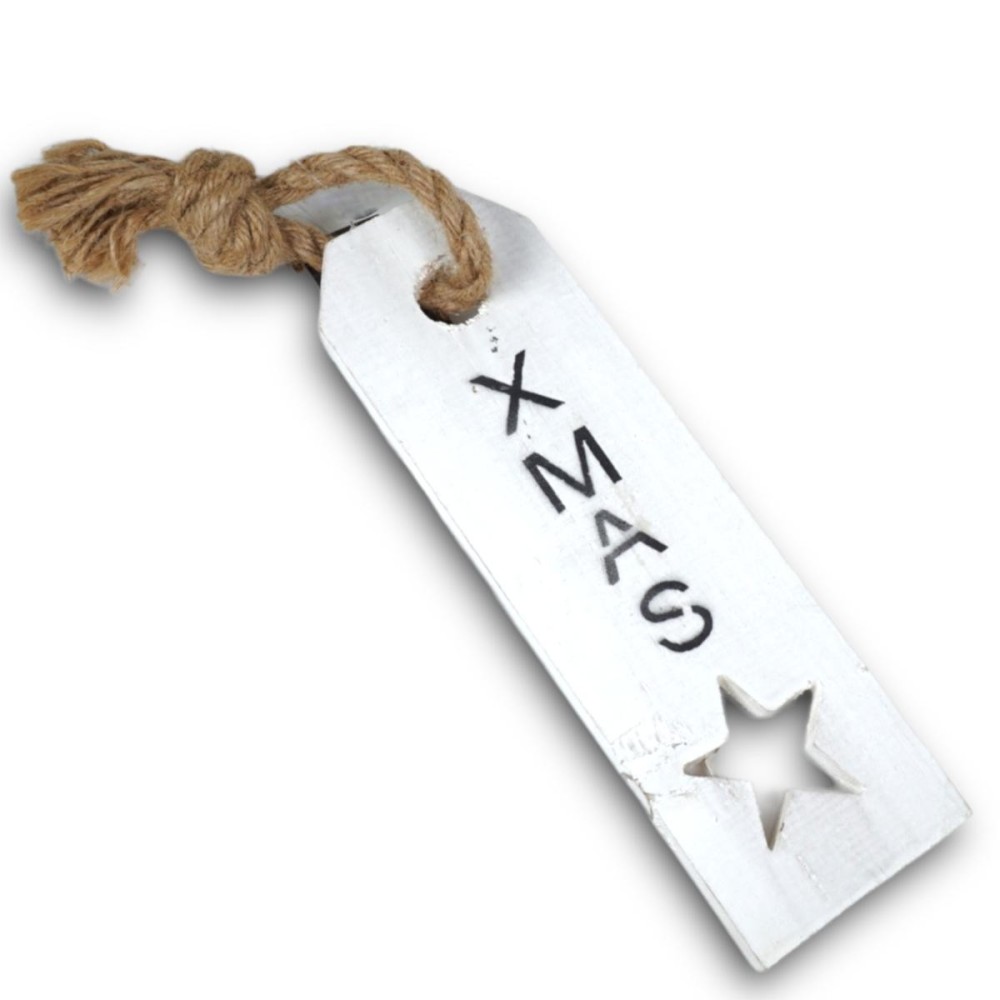 TARGHETTA XMAS 24X8CM WHITE